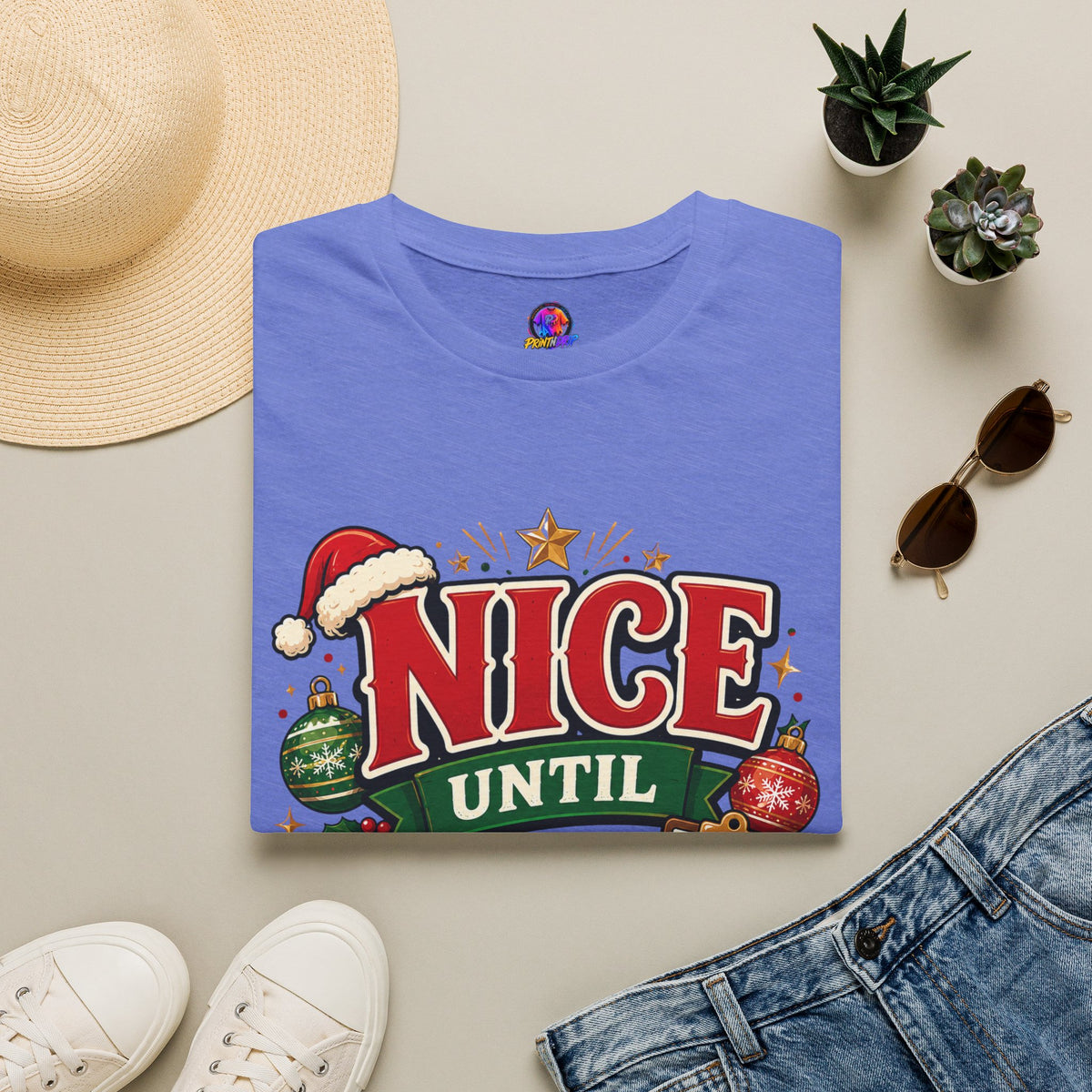 Christmas T-Shirt — "Nice Until Proven Naughty" Holiday Tee