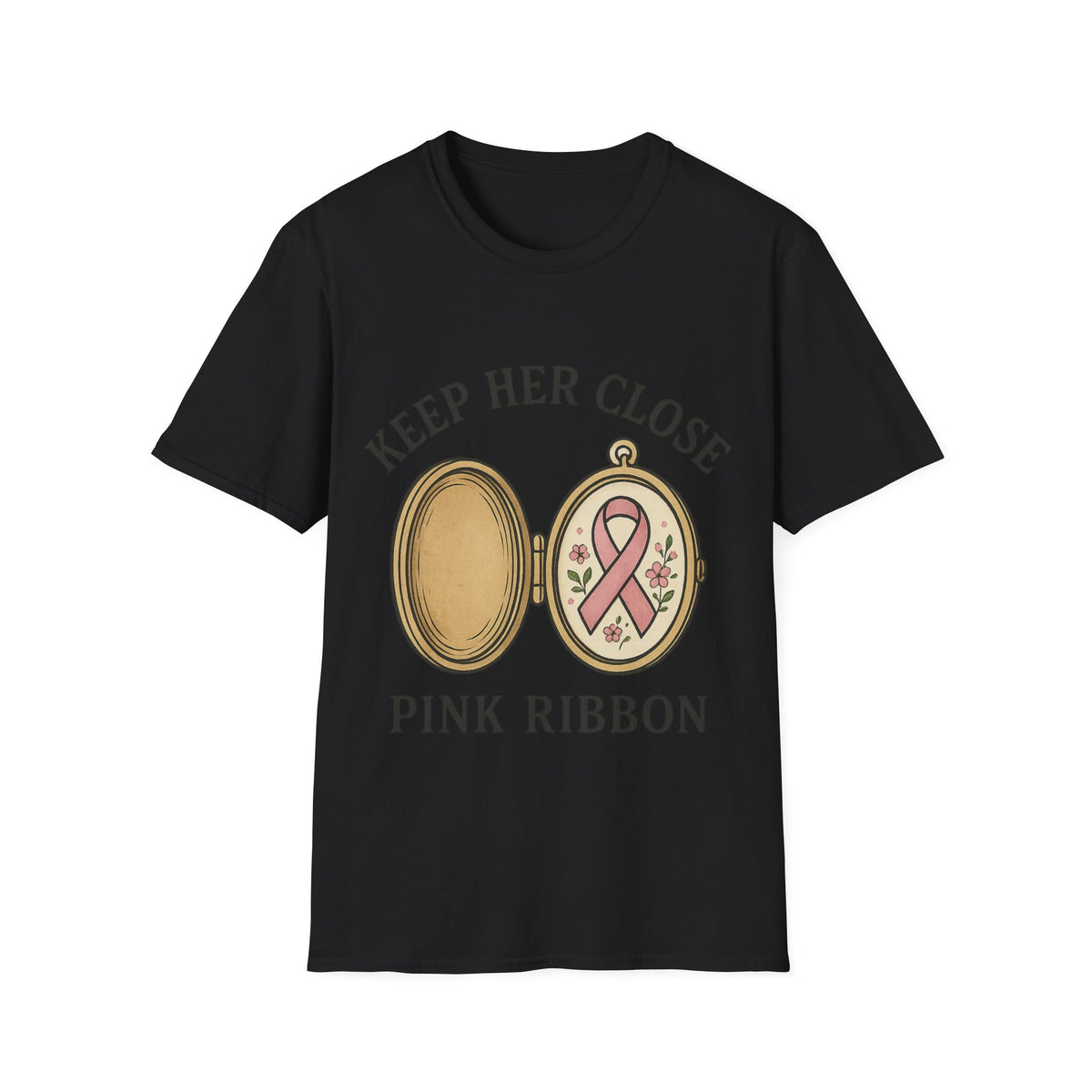 Keep Her Close Pink Ribbon Vintage Locket Graphic Tee - Trending Now - September 2026