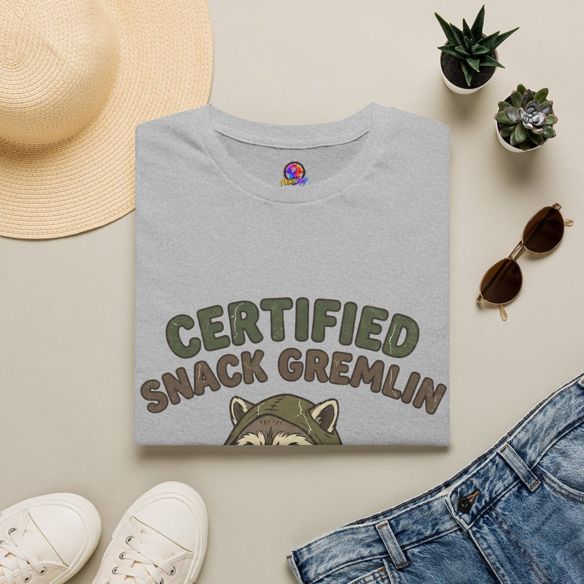 Certified Snack Gremlin T-Shirt — Funny Raccoon Snack Lover Tee