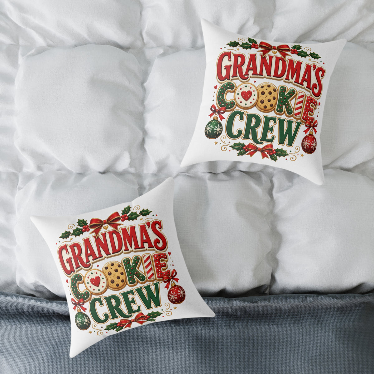 Christmas Grandma’s Cookie Crew Throw Pillow — Christmas Holiday Decorative Pillow