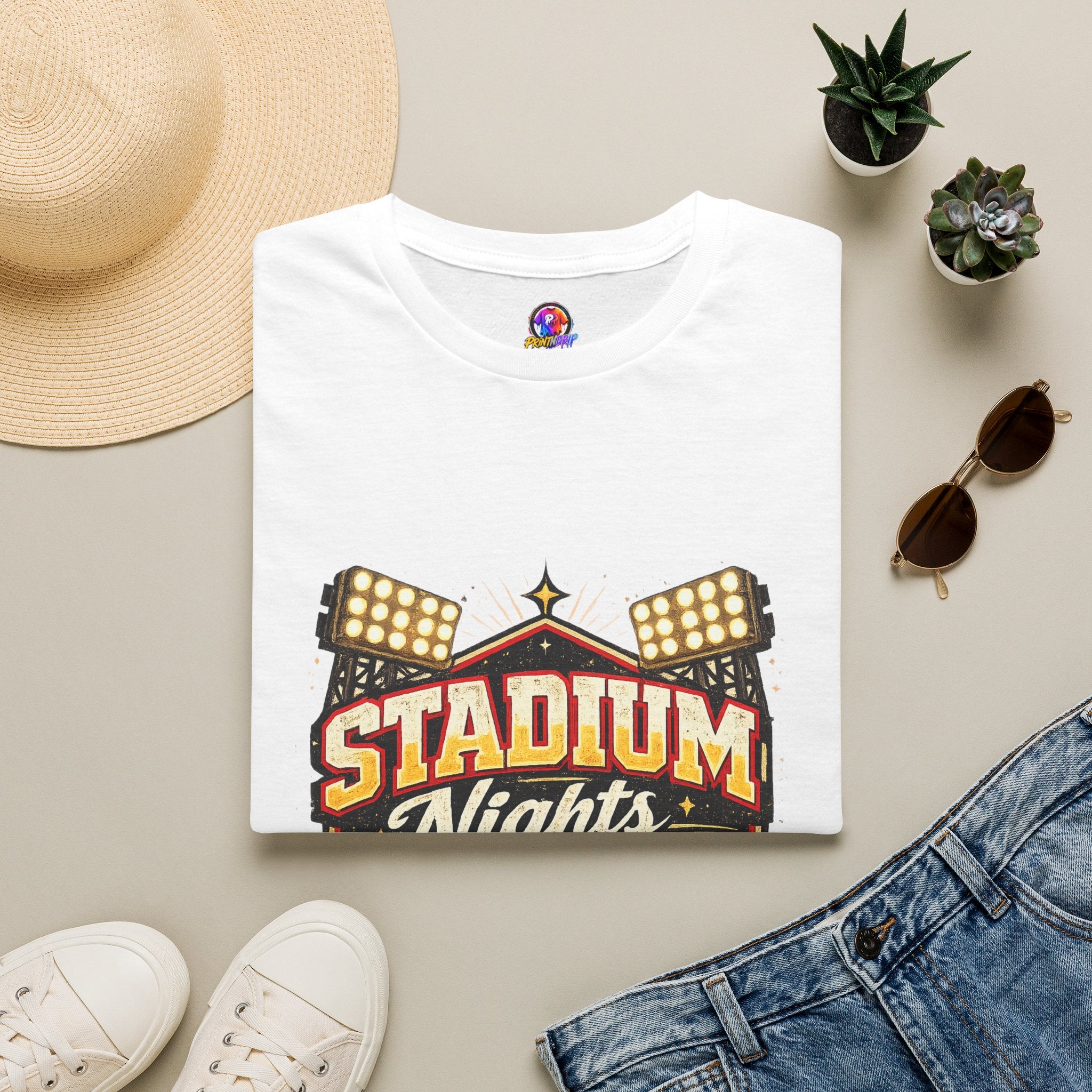 Stadium Nights T-Shirt — Vintage Sports Lights Graphic Tee