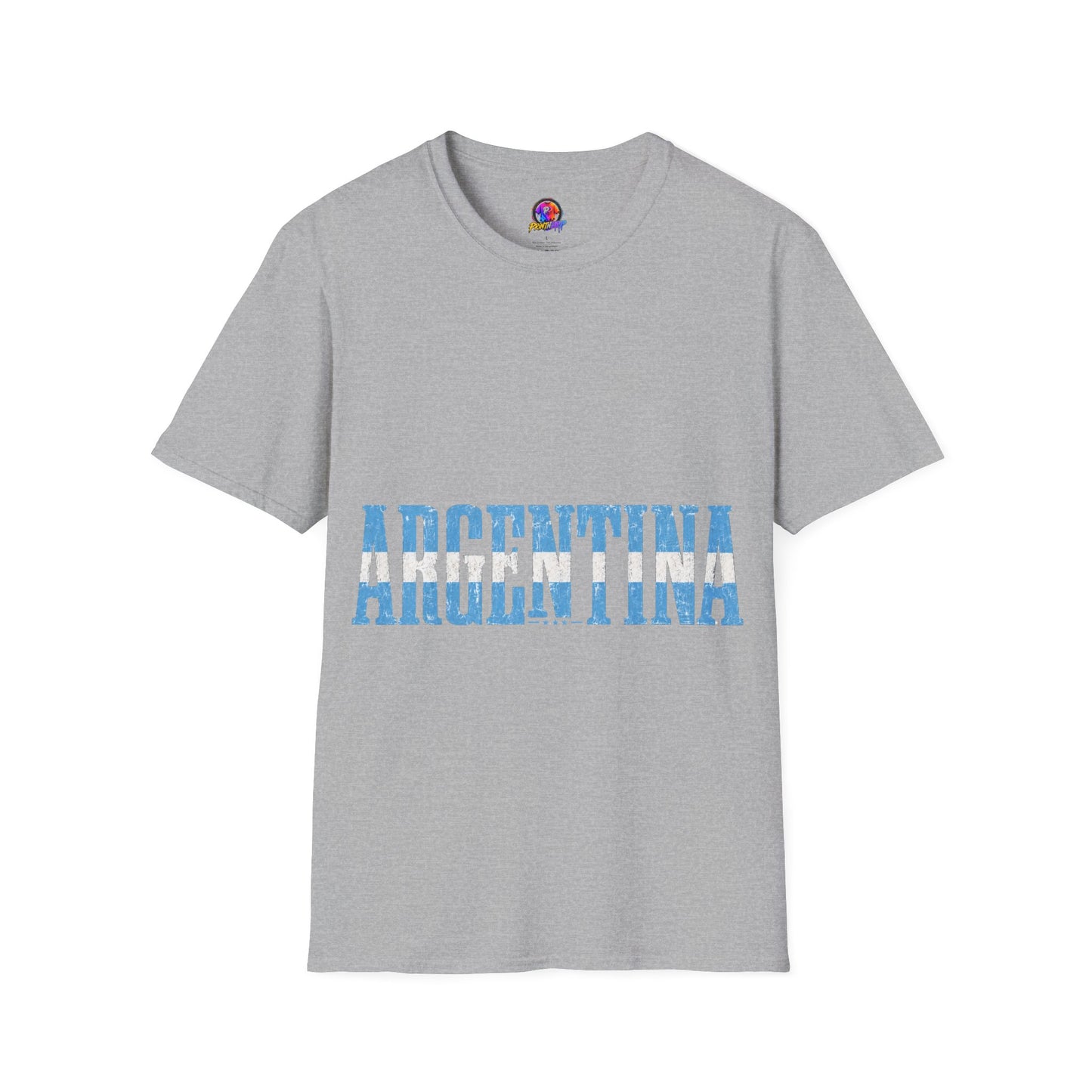 Argentina Stencil Tee — Horizontal Blue Text Argentina T-Shirt
