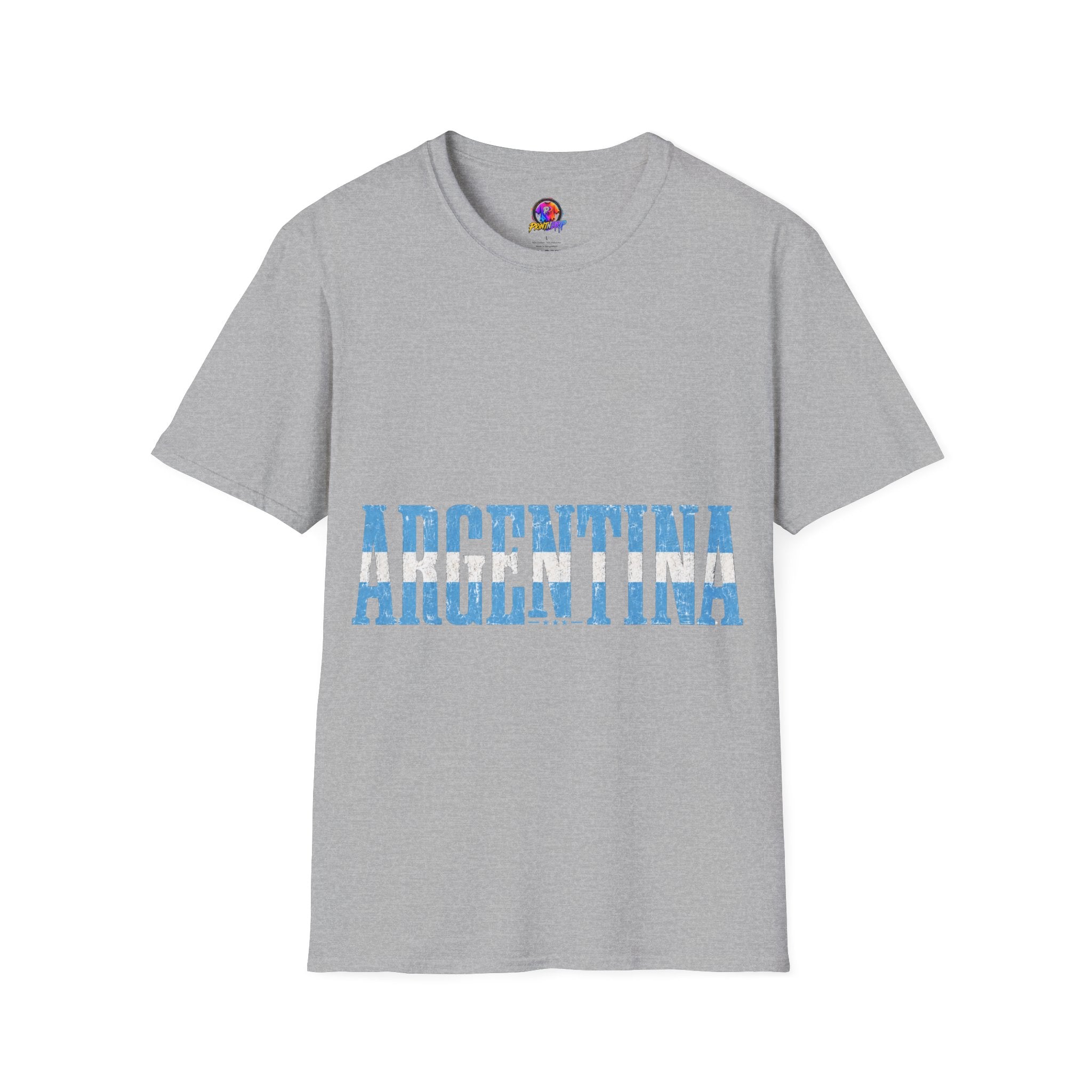 Argentina Stencil Tee — Horizontal Blue Text Argentina T-Shirt