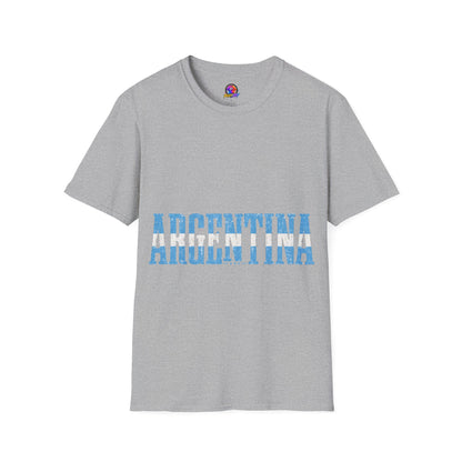 Argentina Stencil Tee — Horizontal Blue Text Argentina T-Shirt