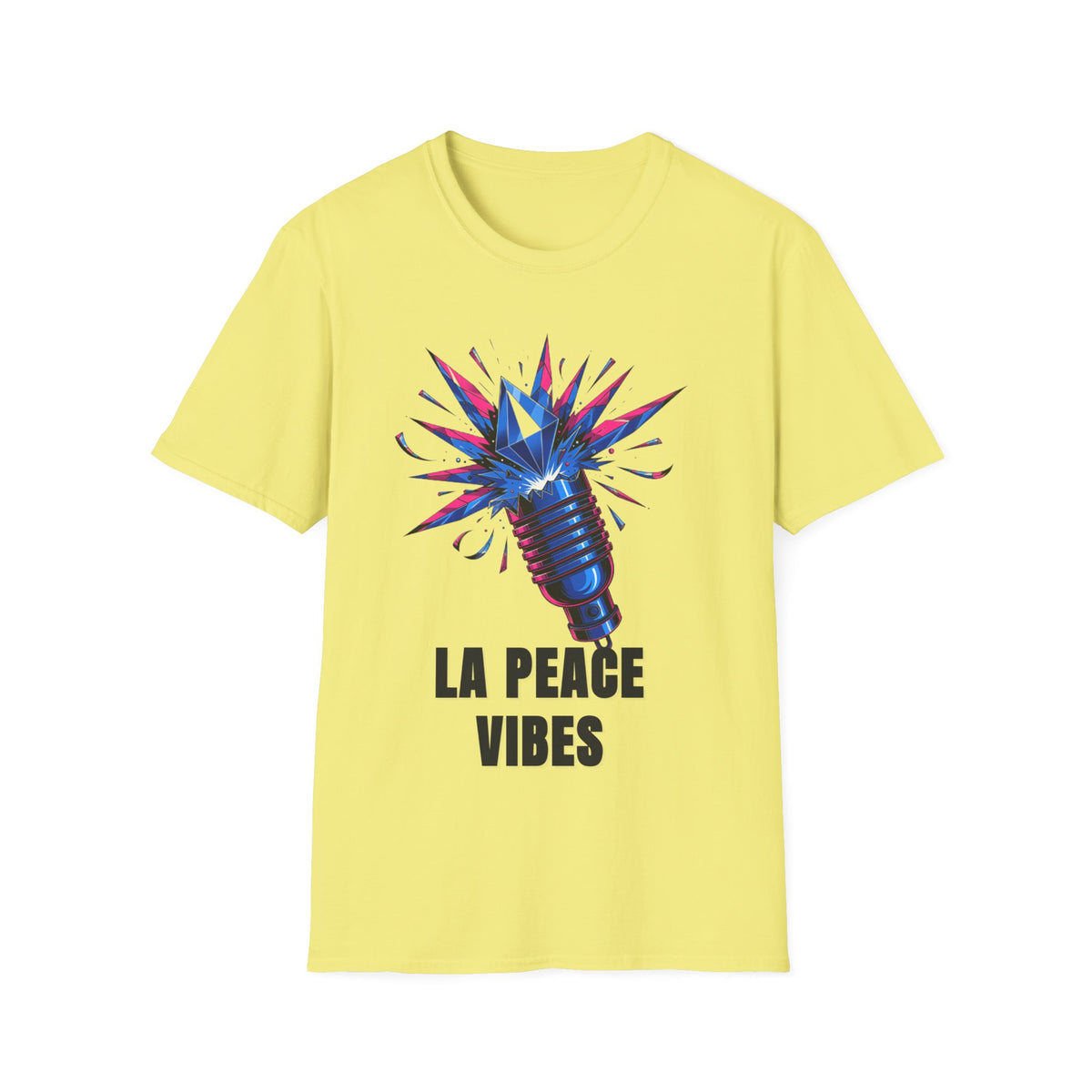 La Peace Vibes Microphone T-Shirt - Retro Pop Art Graphic Tee - Trending Now - September 2026