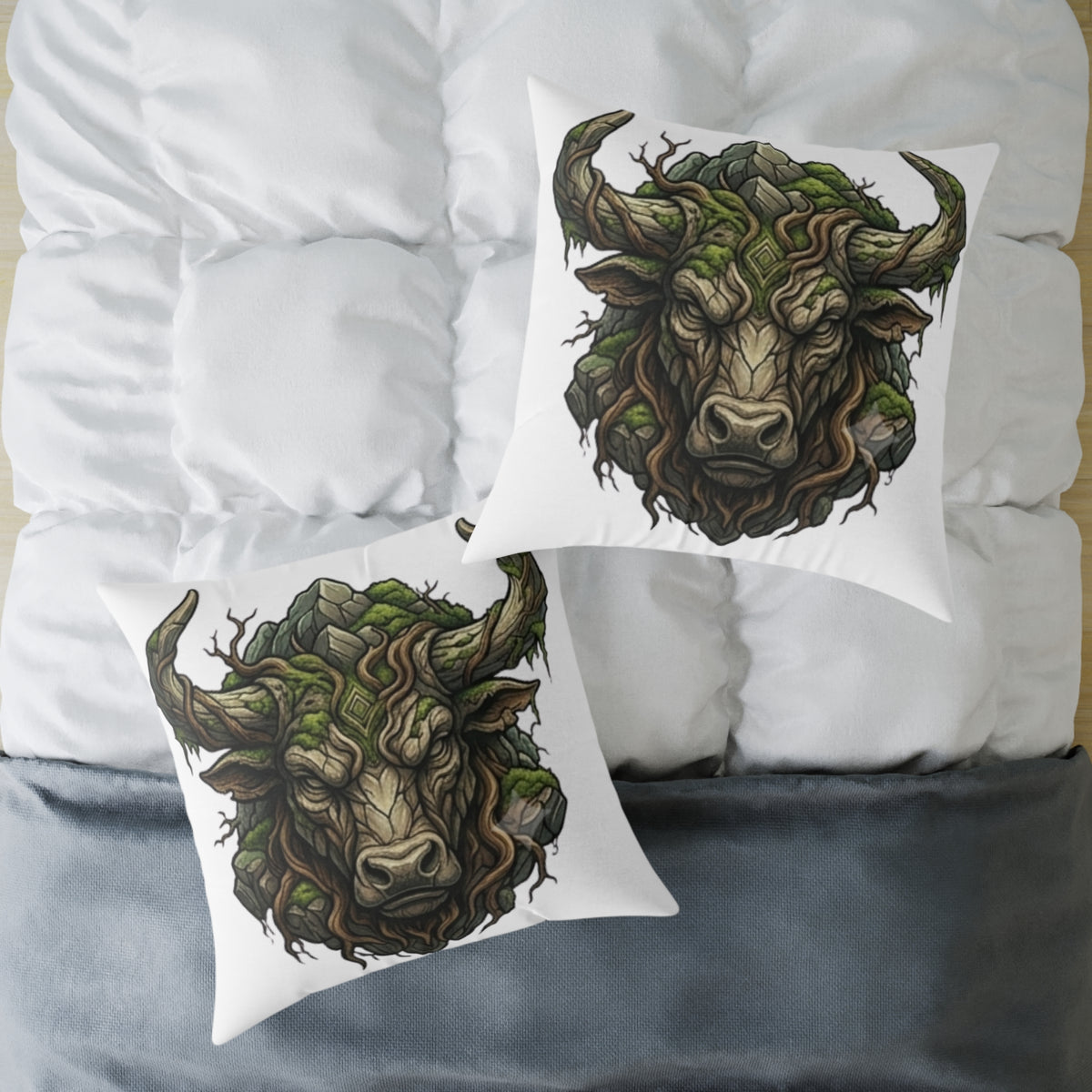 Astrological Bull Head Taurus Square Poly Canvas Pillow