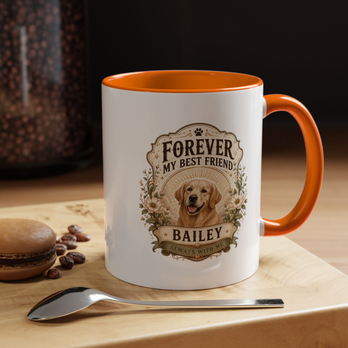 Milo Bailey Dog Dad Mom Forever My Best Friend Dog Coffee Mug — Personalized Pet Name Golden Retriever Accent Mug