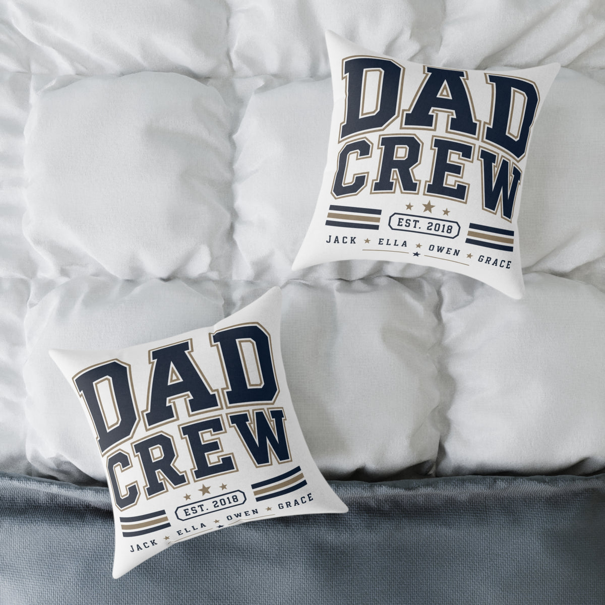 Dad Crew Square Pillow Milo Bailey Dog Dad Mom— Personalized Family Name & Est. Year Accent Pillow