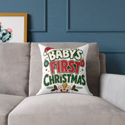 Baby's  First Christmas Square Poly Canvas Pillow