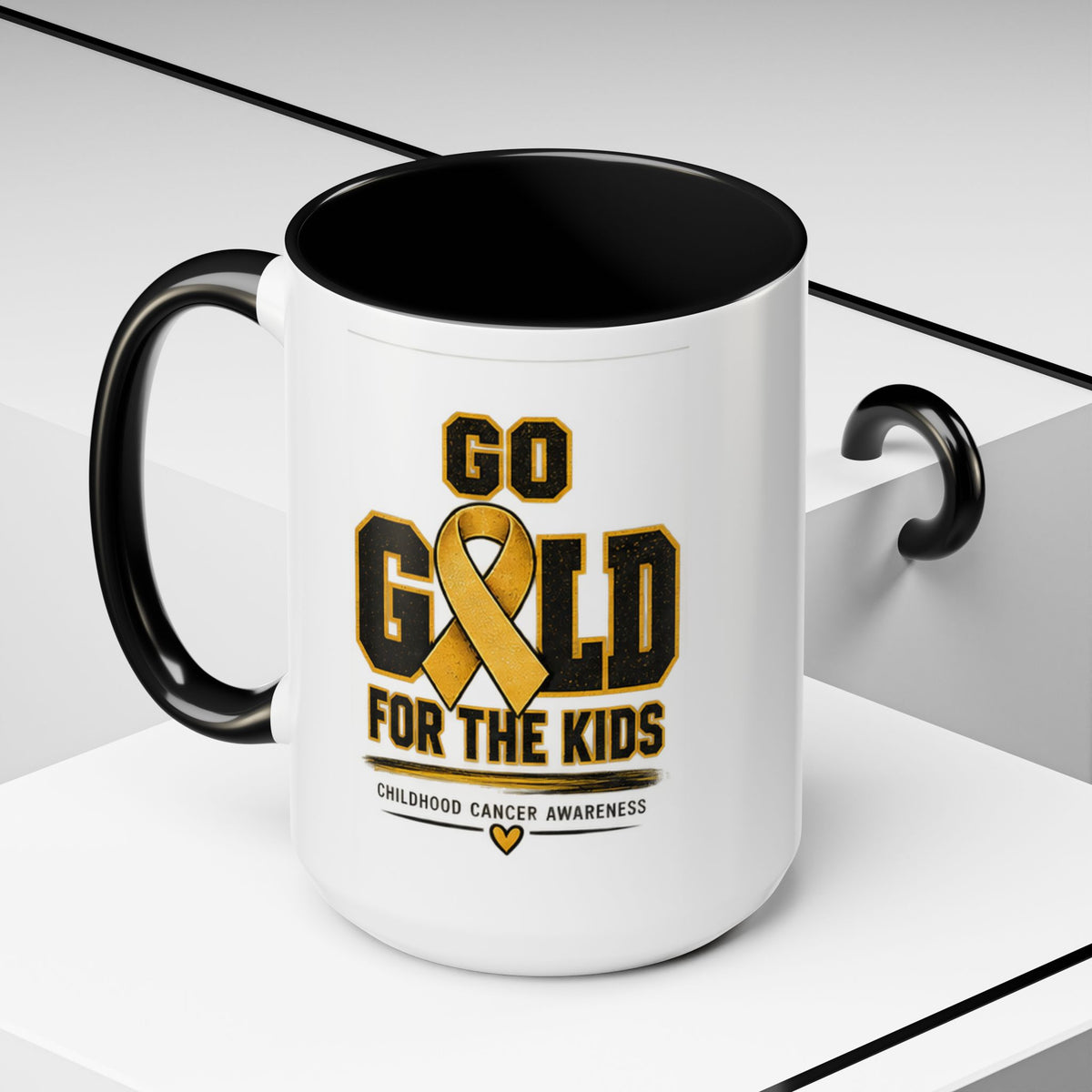 Go Gold For The Kids Accent Coffee Mug — Childhood Cancer Awareness 11/15oz
