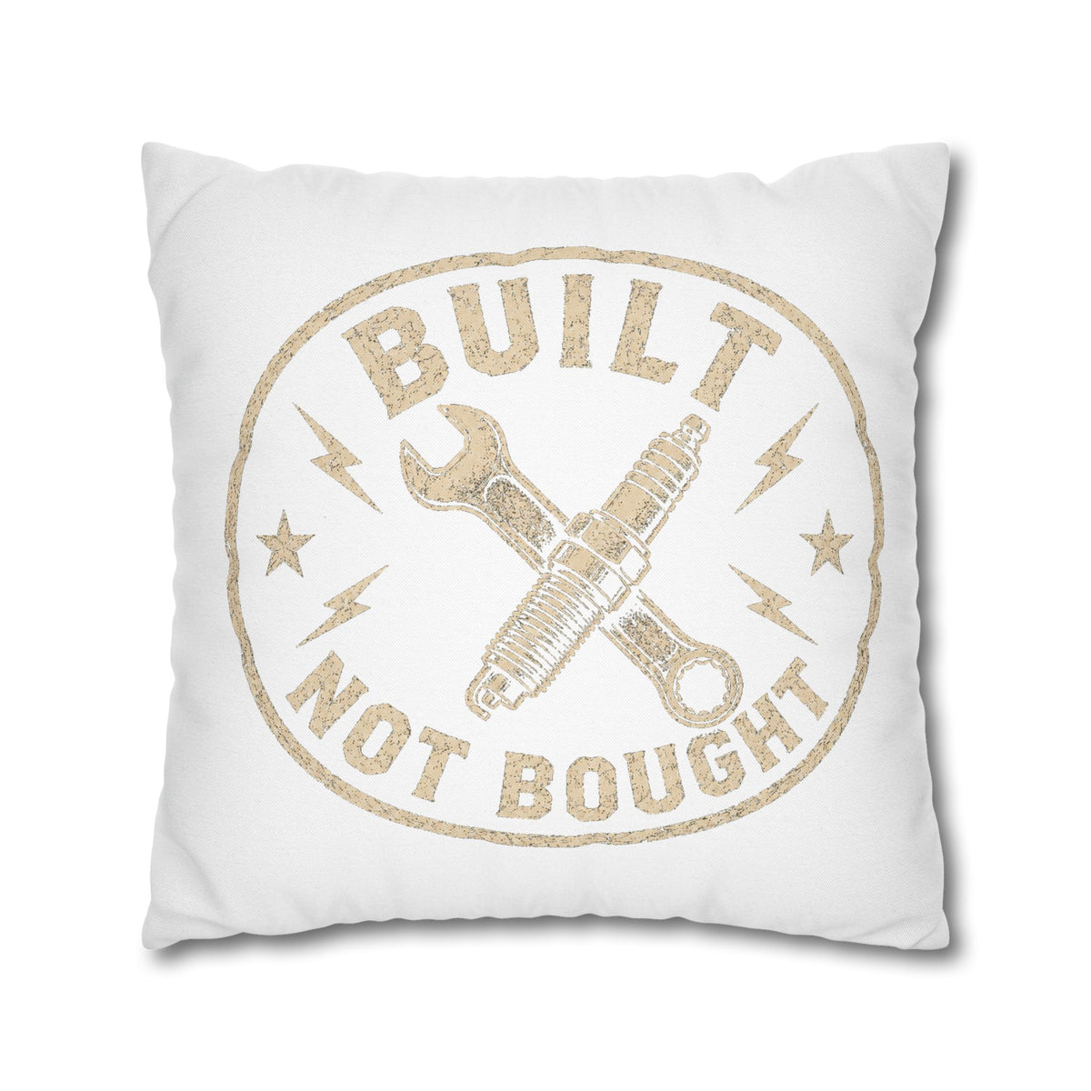 Built Not Bought Decorative Pillowcase Milo Bailey Dog Dad Mom — Mechanic Tool Wrench Spark Plug Graphic