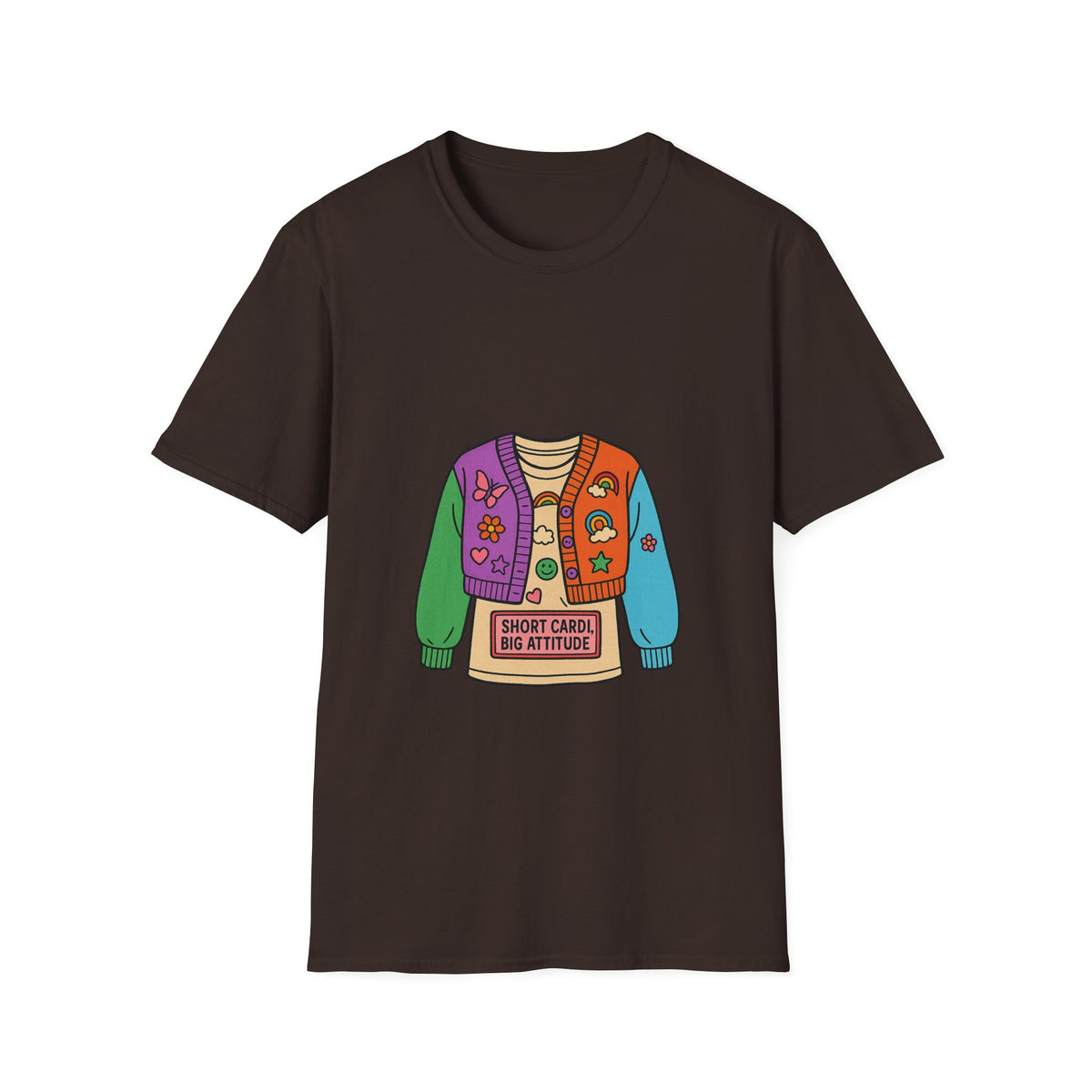Colorful Patchwork Sweater Illustration T-Shirt - Trending Now - October 2026