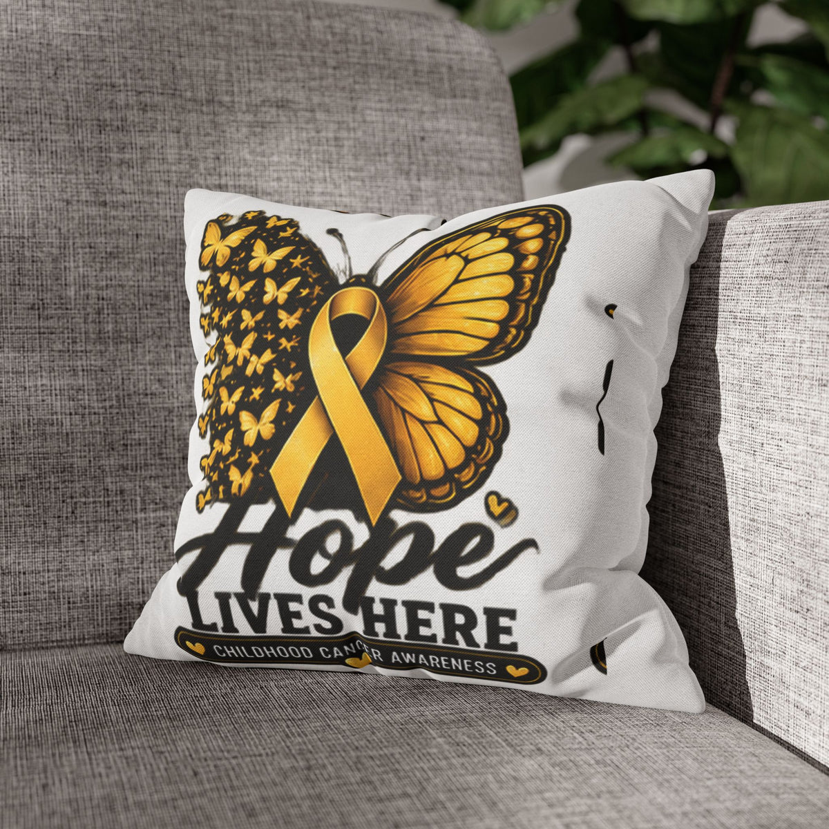Hope Lives Here Childhood Cancer Awareness Pillowcase