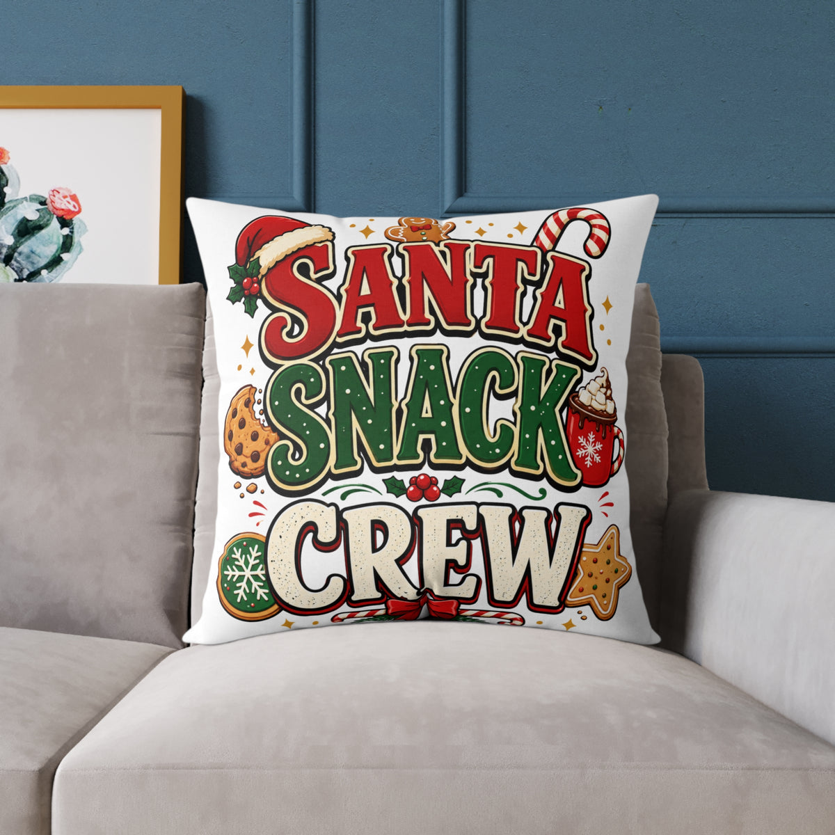 Christmas Santa Snack Crew Pillow — Christmas Holiday Decorative Throw Pillow