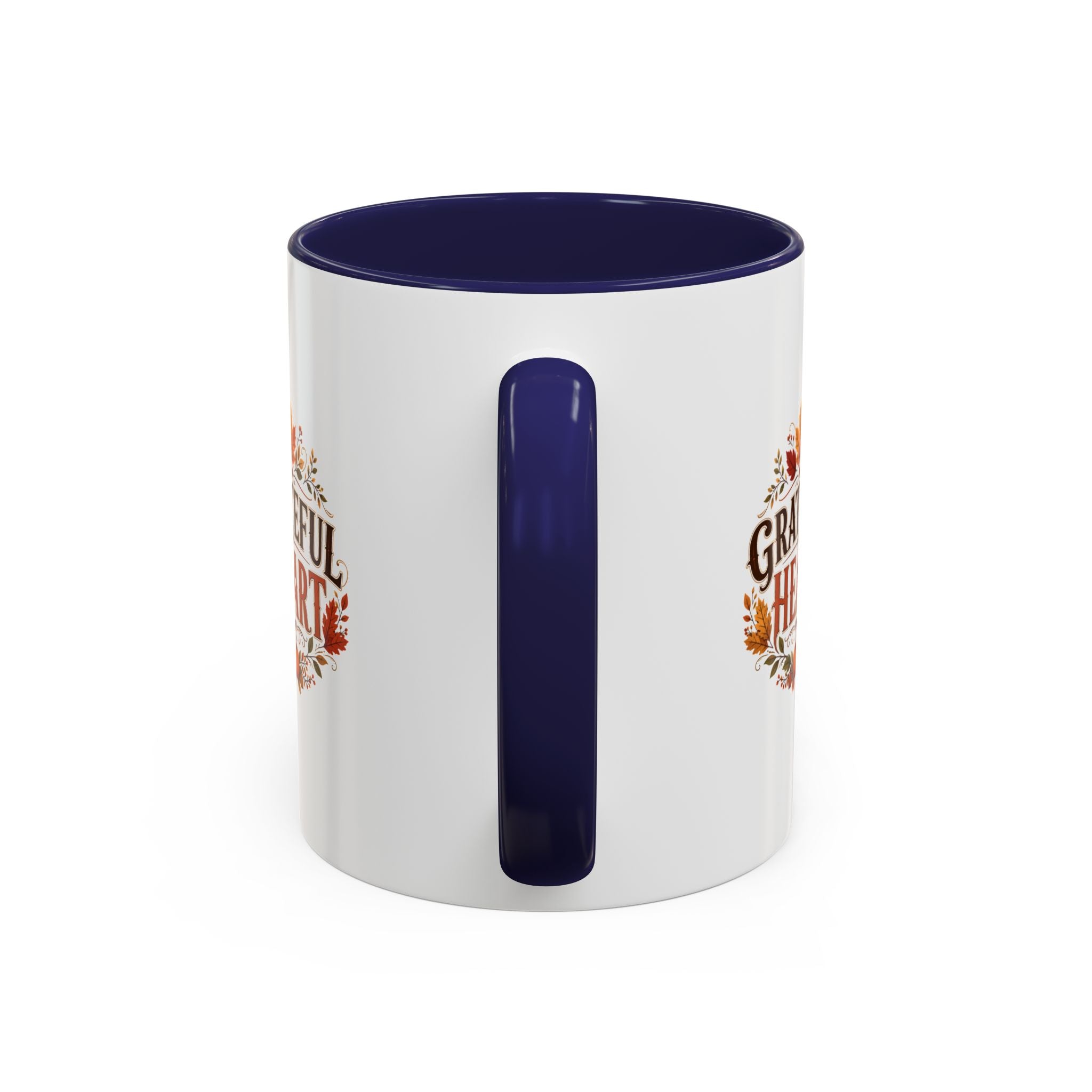 Thanksgiving Mug Grateful Heart Coffee Mug — Fall Leaves Pumpkin Accent Mug