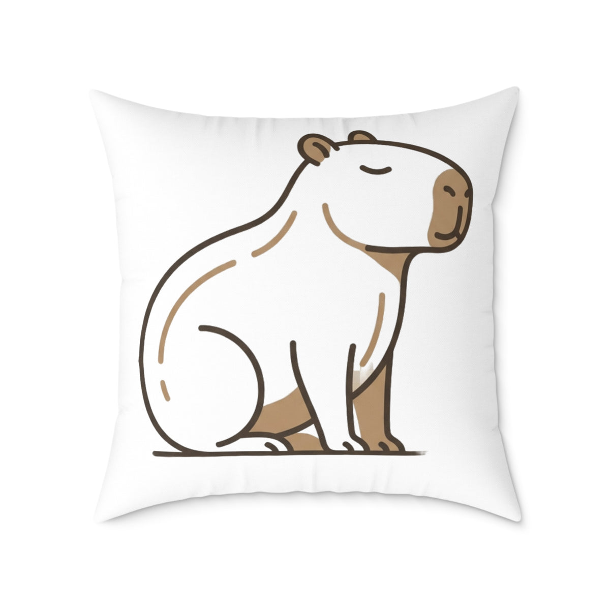 Funny Capybara Cartoon Square Throw Pillow – Cute Relaxed Capybara Decorative Cushion