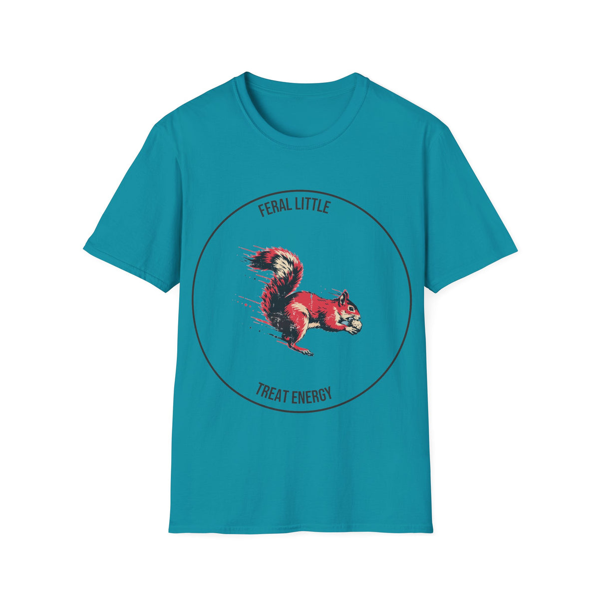 "Feral Little Treat Energy" Red Squirrel Graphic Tee - Funny Animal Meme White T-Shirt - Trending Now - September 2026