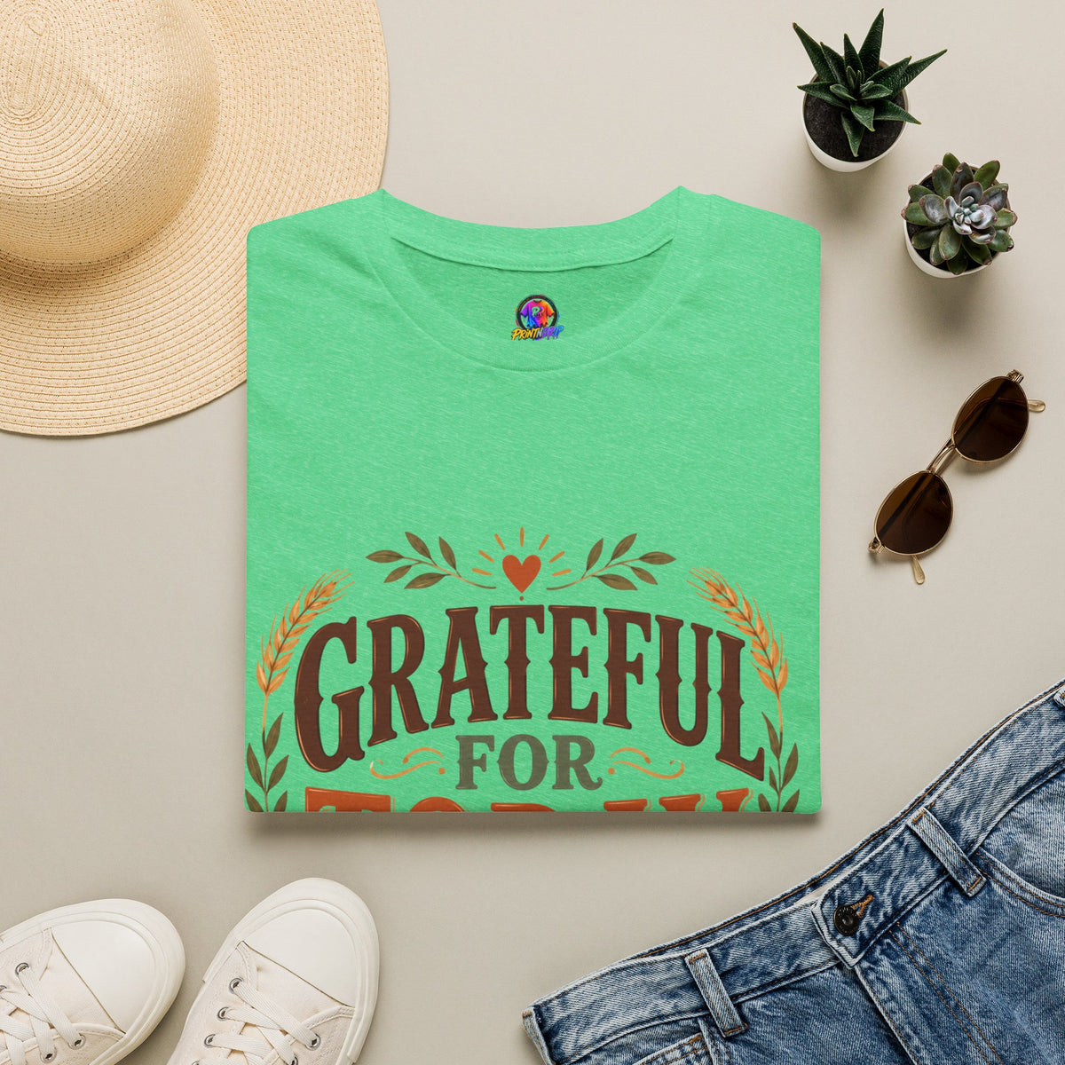 Thanksgiving T-Shirt Grateful For Today T-Shirt — Fall Pumpkin Thanksgiving Casual Tee