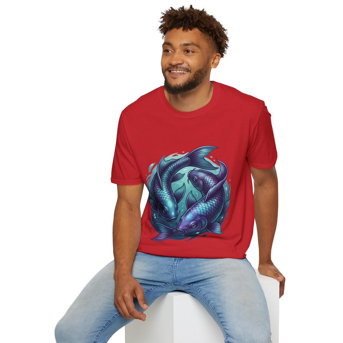 Koi Fish Circle T-Shirt — Artistic Yin Yang Aquatic Tee