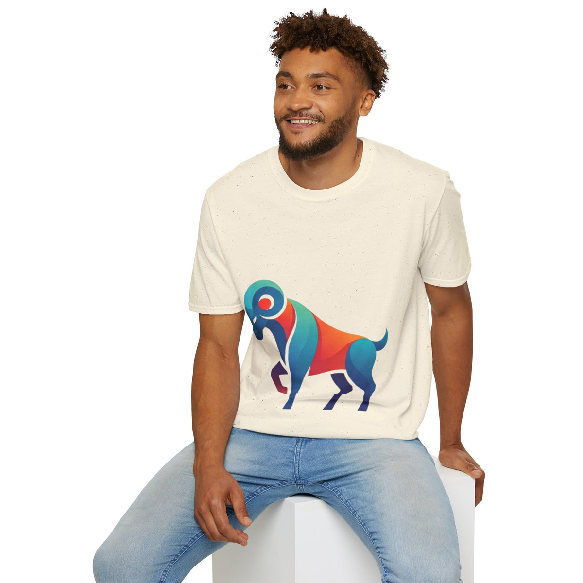 Ram Graphic T-Shirt — Colorful Geometric Sheep/Goat Art