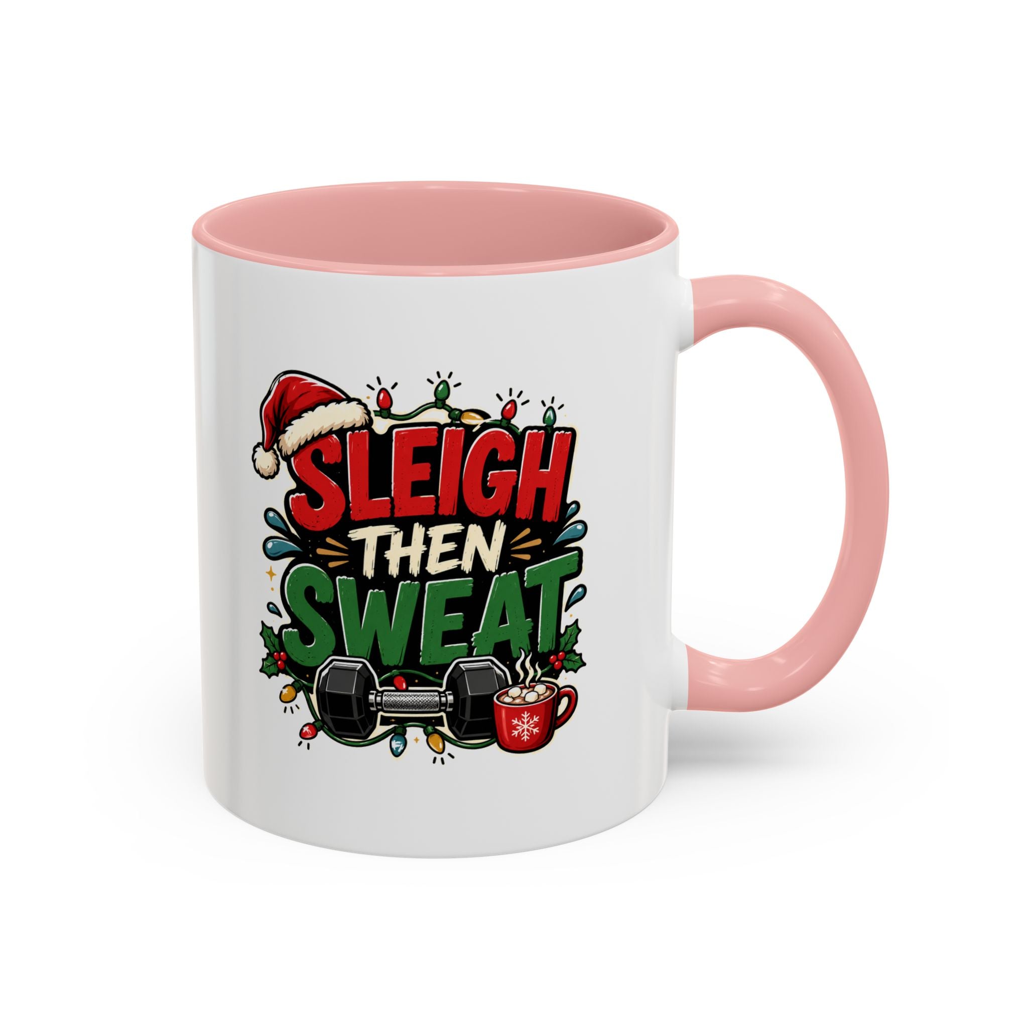 Modern Day Christmas Sleigh Then Sweat Coffee Mug — Festive Gym Motivational Holiday Gift