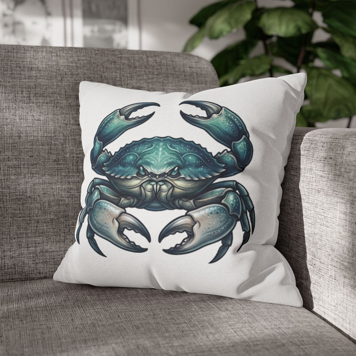 Cancer Zodiac Blue Crab Decorative Pillowcase — Coastal Beach House Accent