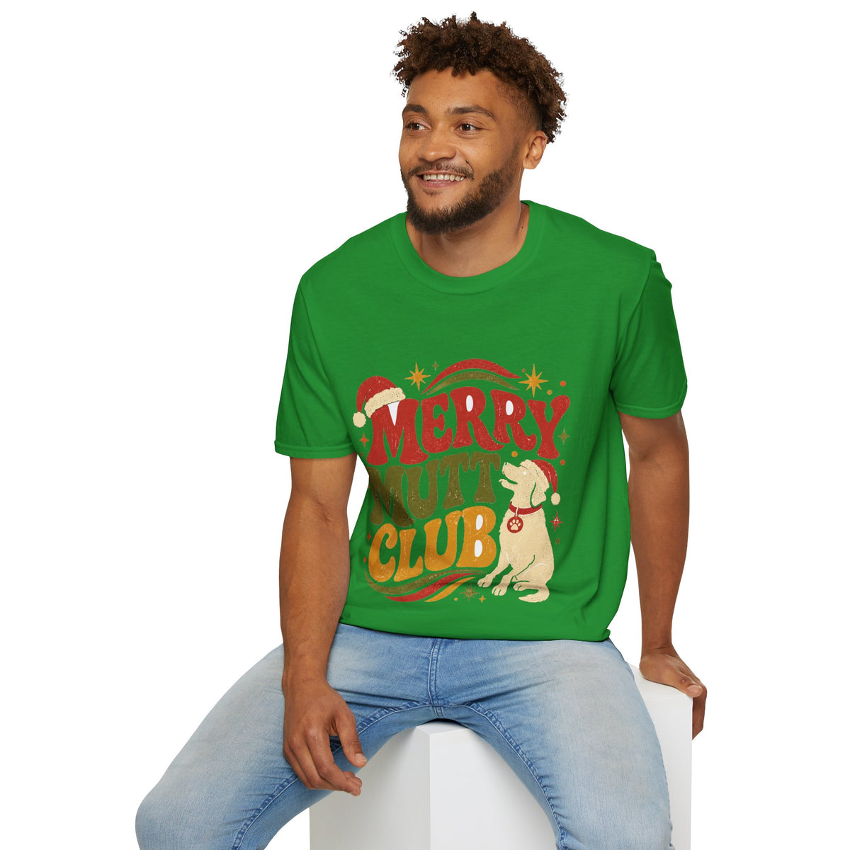 Merry Mutt Club T-Shirt — Retro Christmas Dog Lover Tee