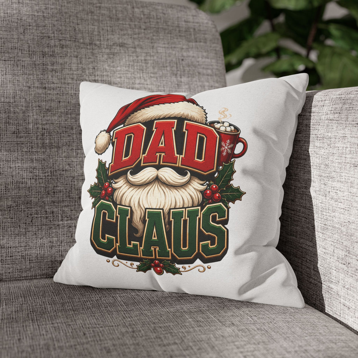 Dad Claus Christmas Pillowcase — Festive Santa Beard Holiday Decor