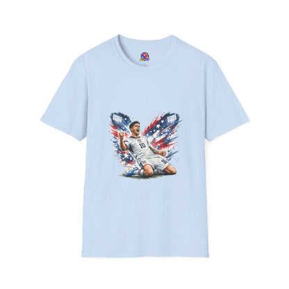 USA Soccer Player Flag T-Shirt — Patriotic Football Fan Tee
