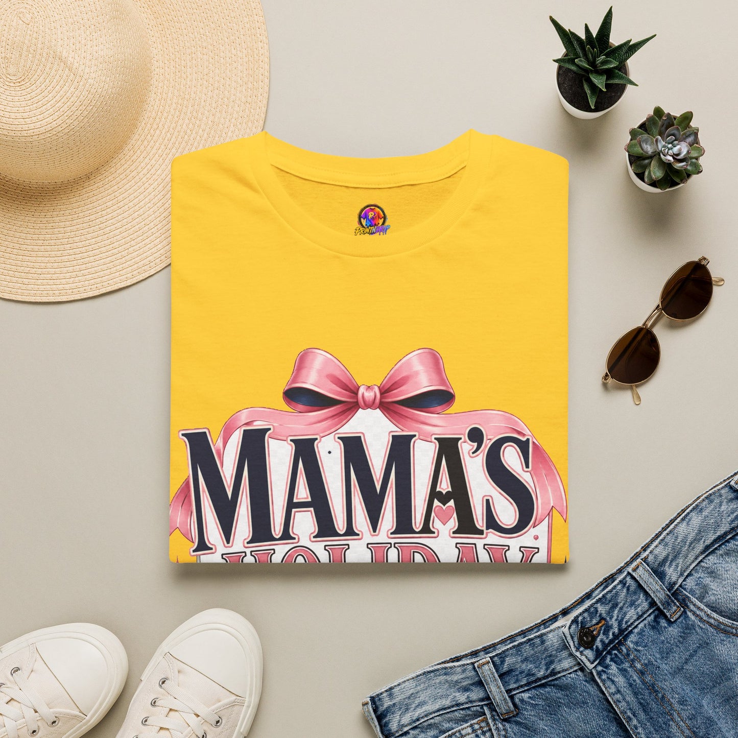 Mama's Holiday Era T-Shirt — Festive Pink Bow Christmas Tee for Moms
