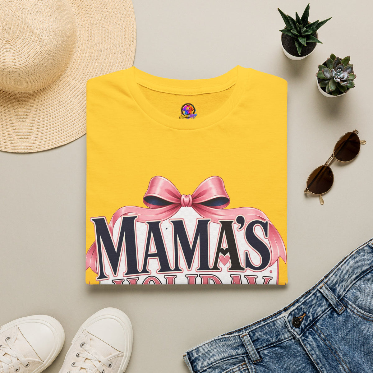 Mama's Holiday Era T-Shirt — Festive Pink Bow Christmas Tee for Moms