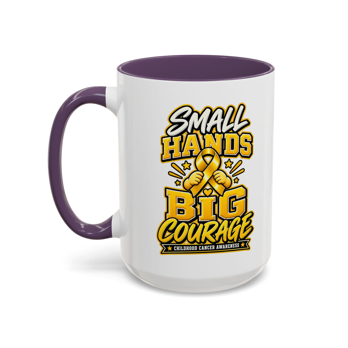 Coffee Mug - "Small Hands Big Courage" Childhood Cancer Awareness Accent Mug