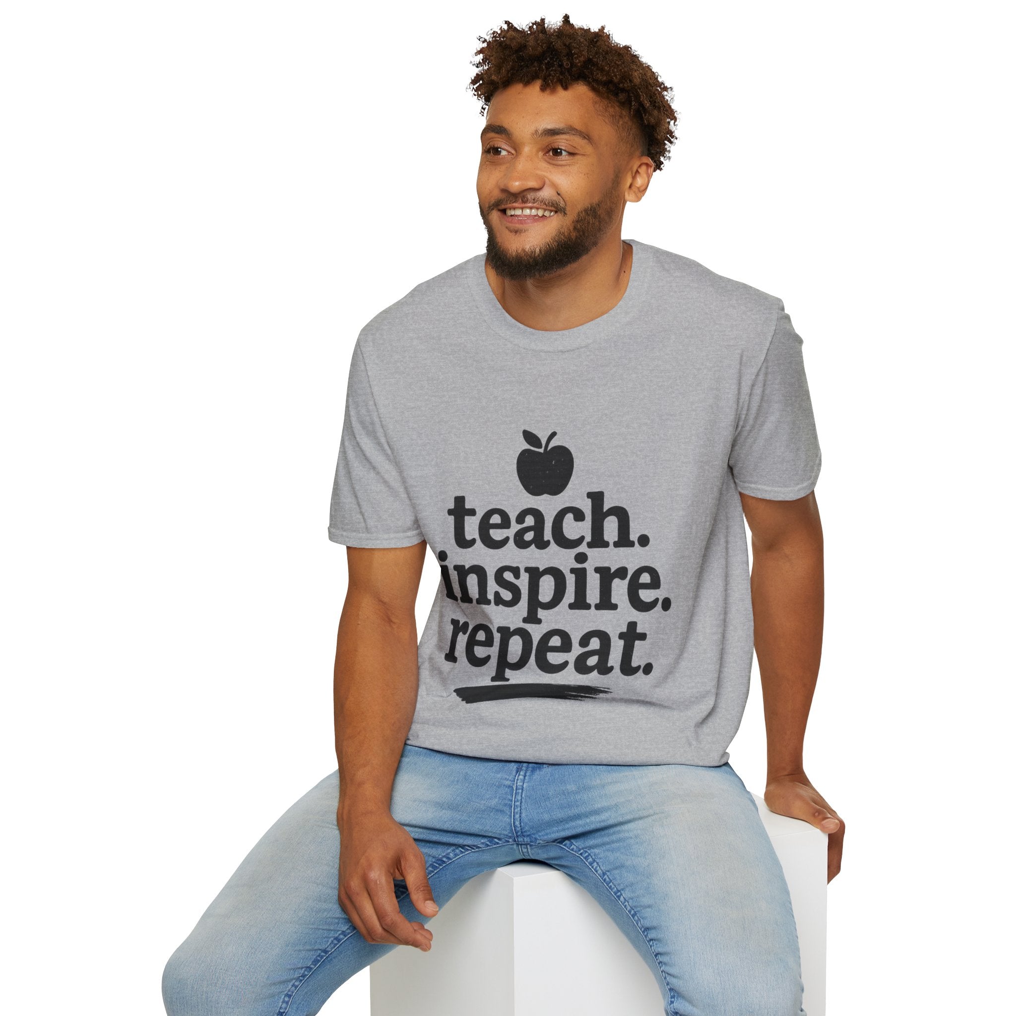 Teach. Inspire. Repeat. T‑Shirt — Teacher Apple Graphic Tee - Trending Now - August 2026 Trends - Everyday T-Shirt
