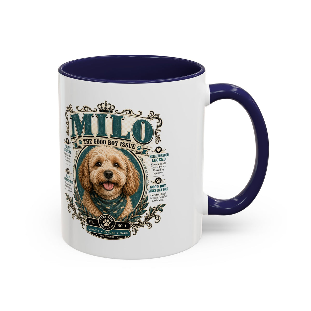Milo Bailey Dog Dad Mom Milo Dog Portrait Coffee Mug — 'The Good Boy Issue' Accent Mug