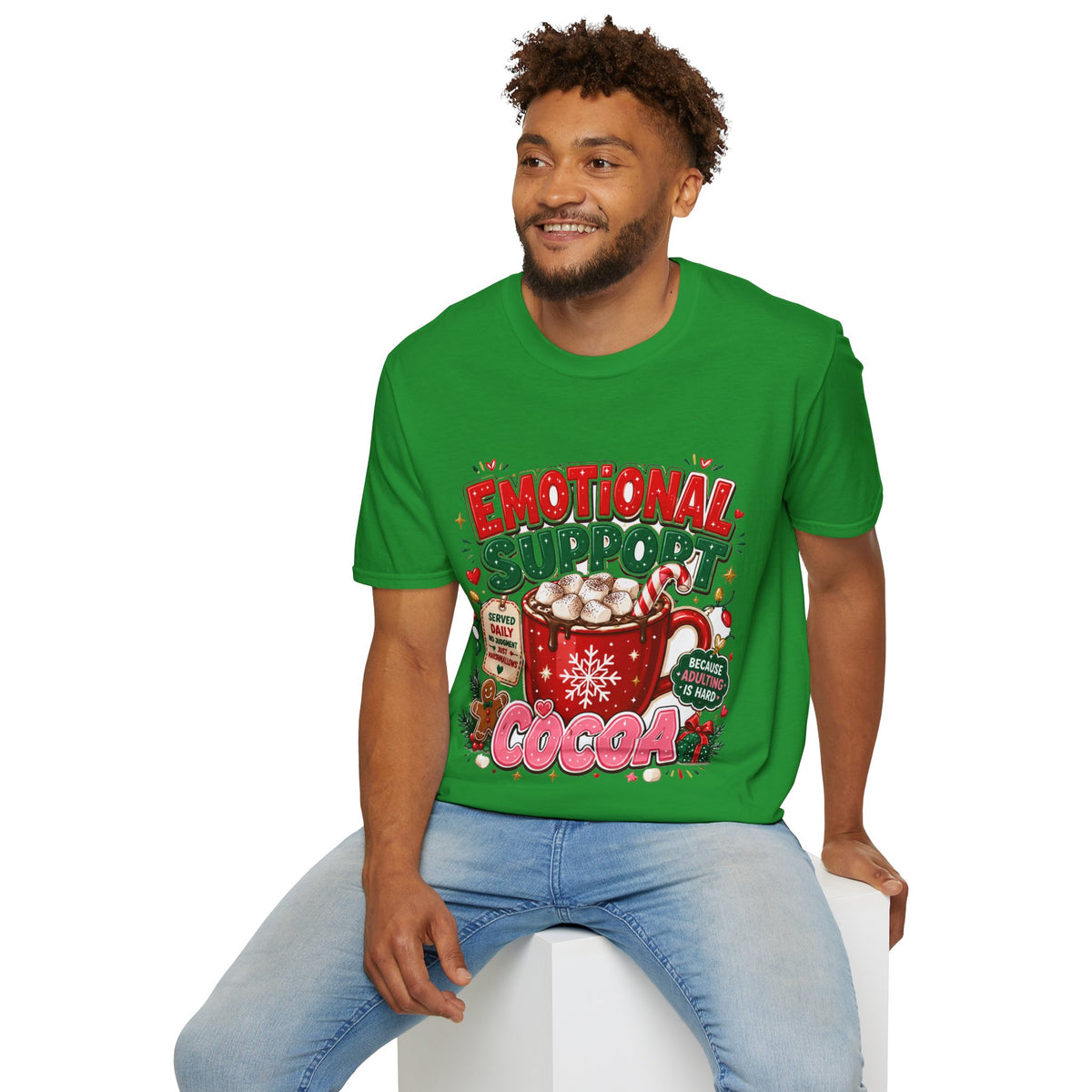 Emotional Support Cocoa T-Shirt — Holiday Hot Chocolate Graphic Tee