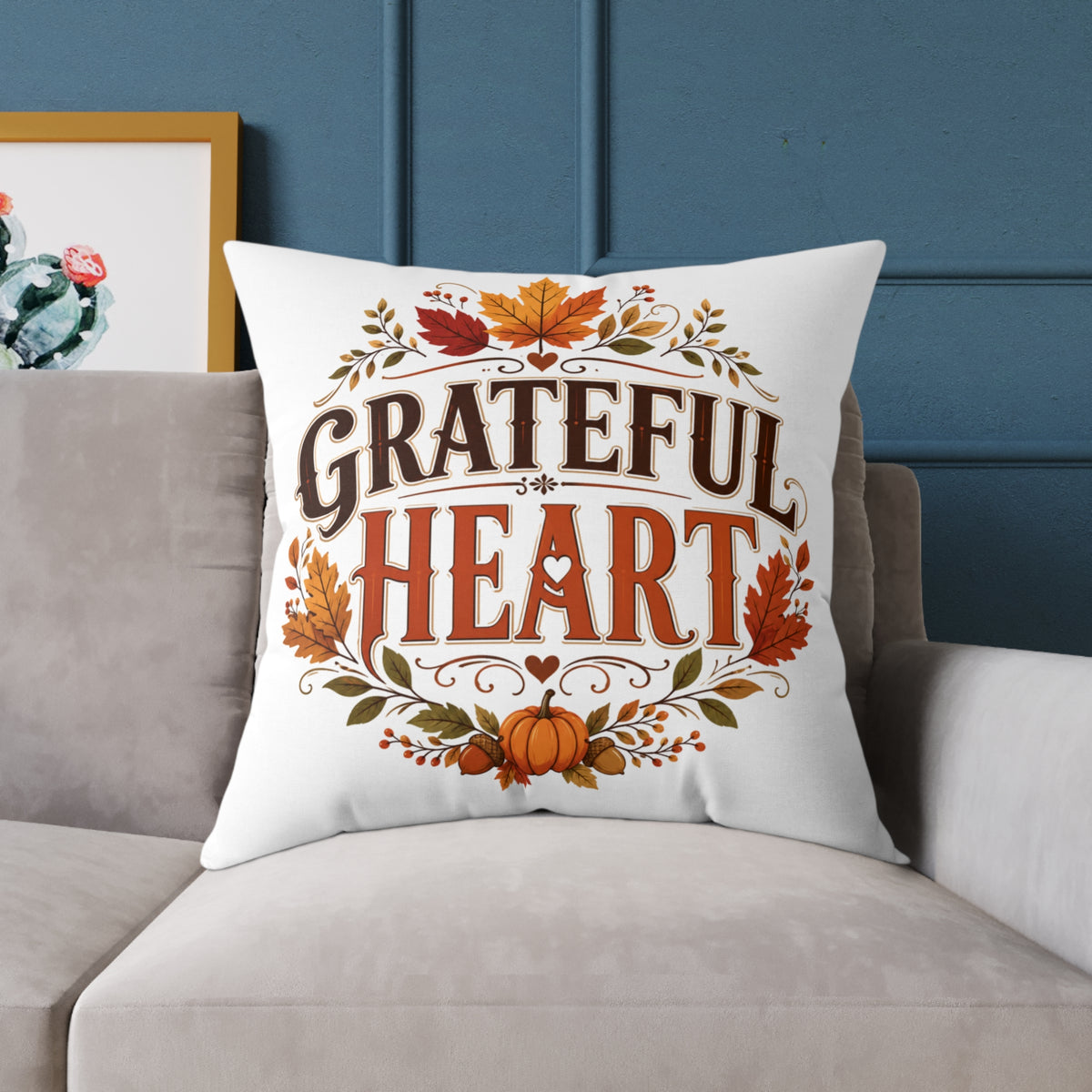 Thanksgiving Grateful Heart Fall Pillow — Thanksgiving Autumn Decorative Throw Pillow