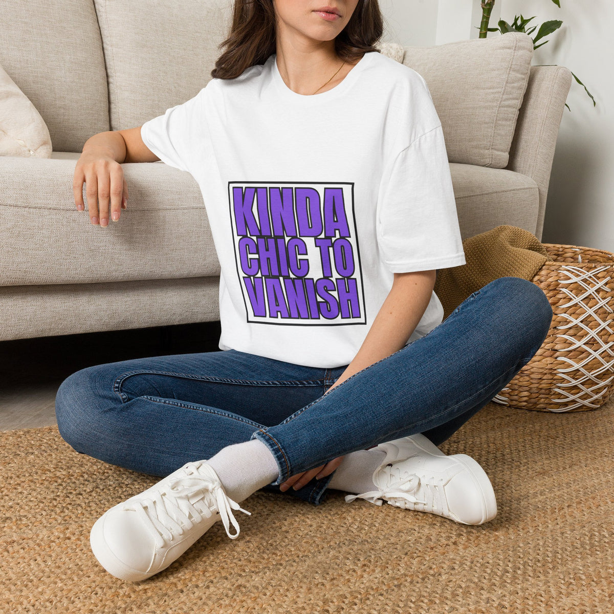"Kinda Chic To Vanish" Bold Purple Typography Graphic Tee - Trending Now - September 2026