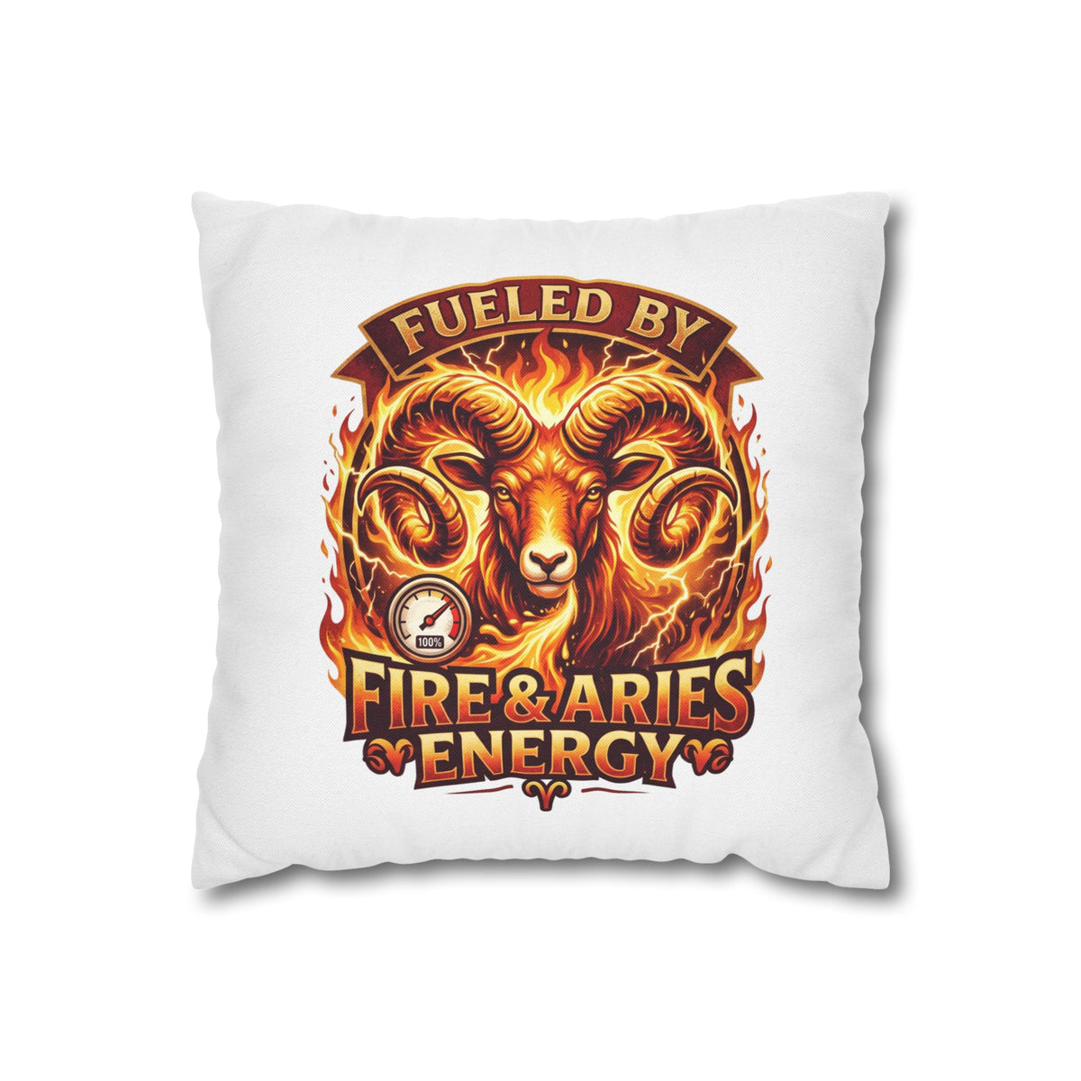 Aries Pillowcase Aries Ram Pillow — "Fueled by Fire & Aries Energy" Decorative Throw Pillow