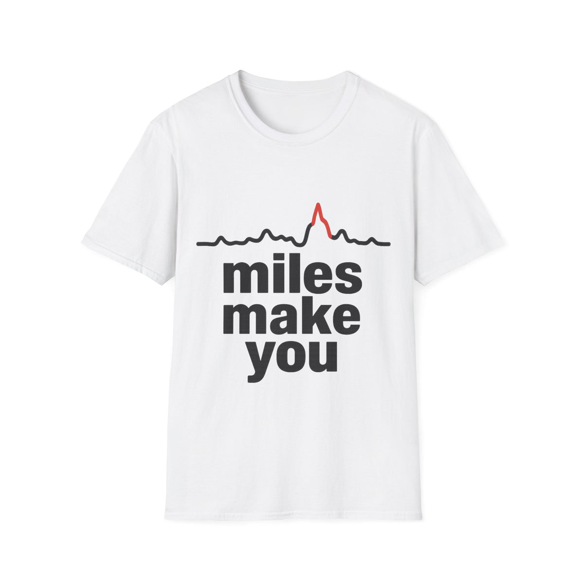 Miles Make You Minimalist Running Tee - Cute Heartbeat Mountain Graphic T-Shirt - Trending Now - September 2026