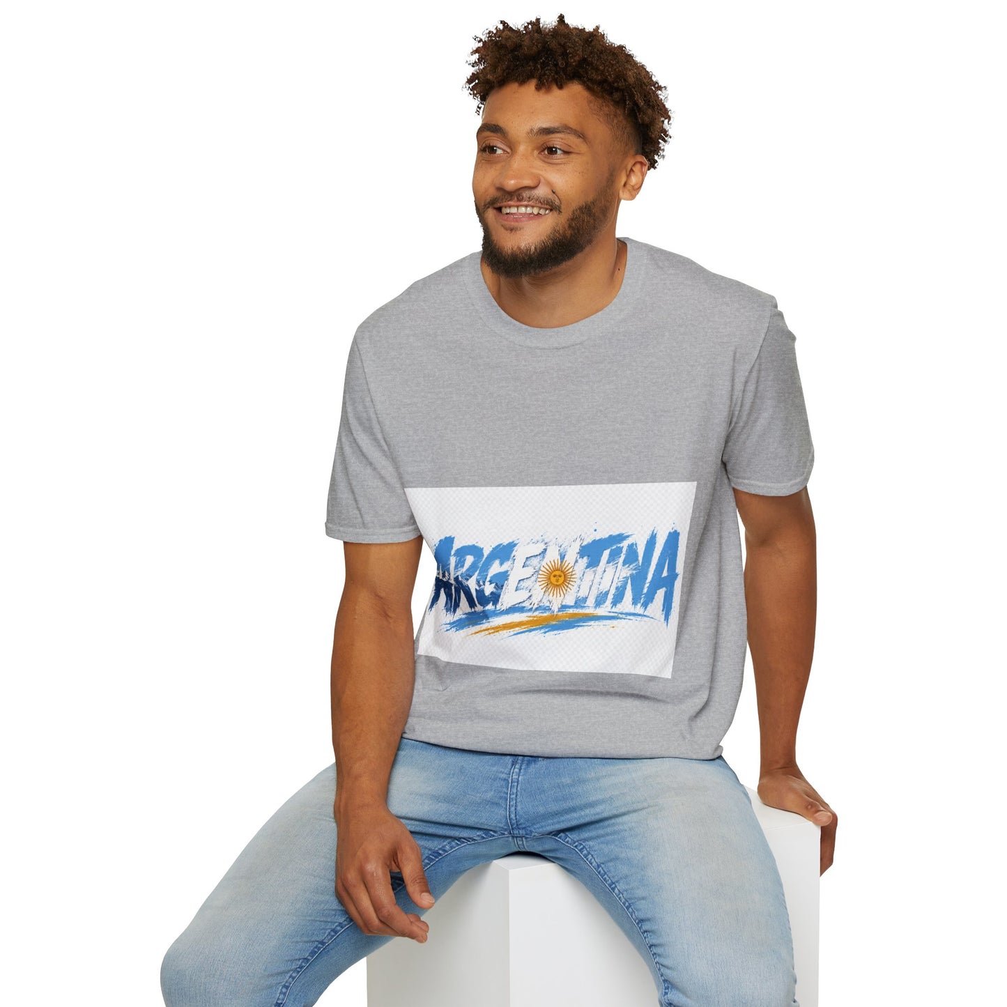 Argentina Graphic T-Shirt — Argentina Typography Tee with Sun & Flag Colors