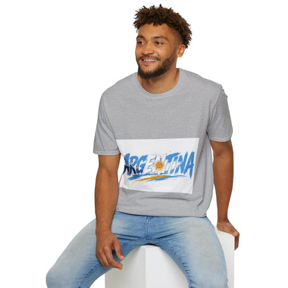 Argentina Graphic T-Shirt — Argentina Typography Tee with Sun & Flag Colors