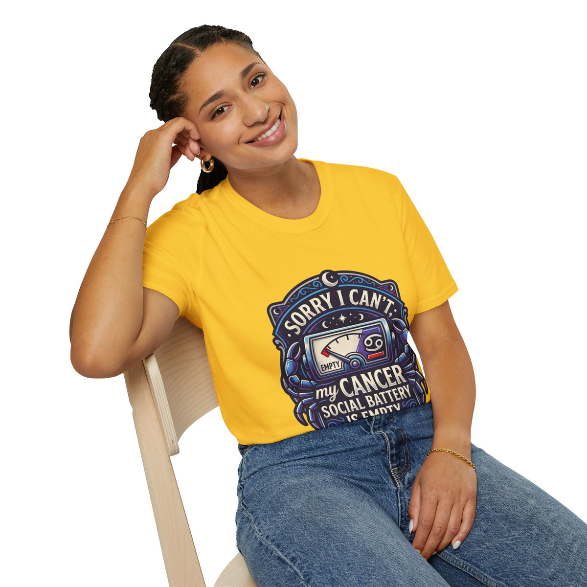 Cancer Support T-Shirt — "Sorry I Can't, My Cancer Social Battery Is Empty"