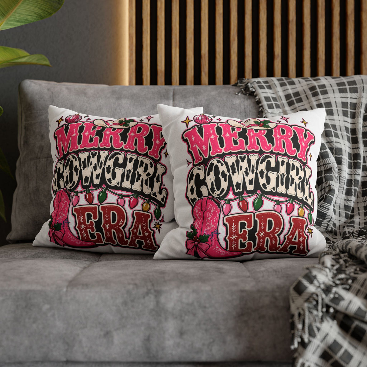 Merry Cowgirl Christmas Pillowcase Modern Day Christmas