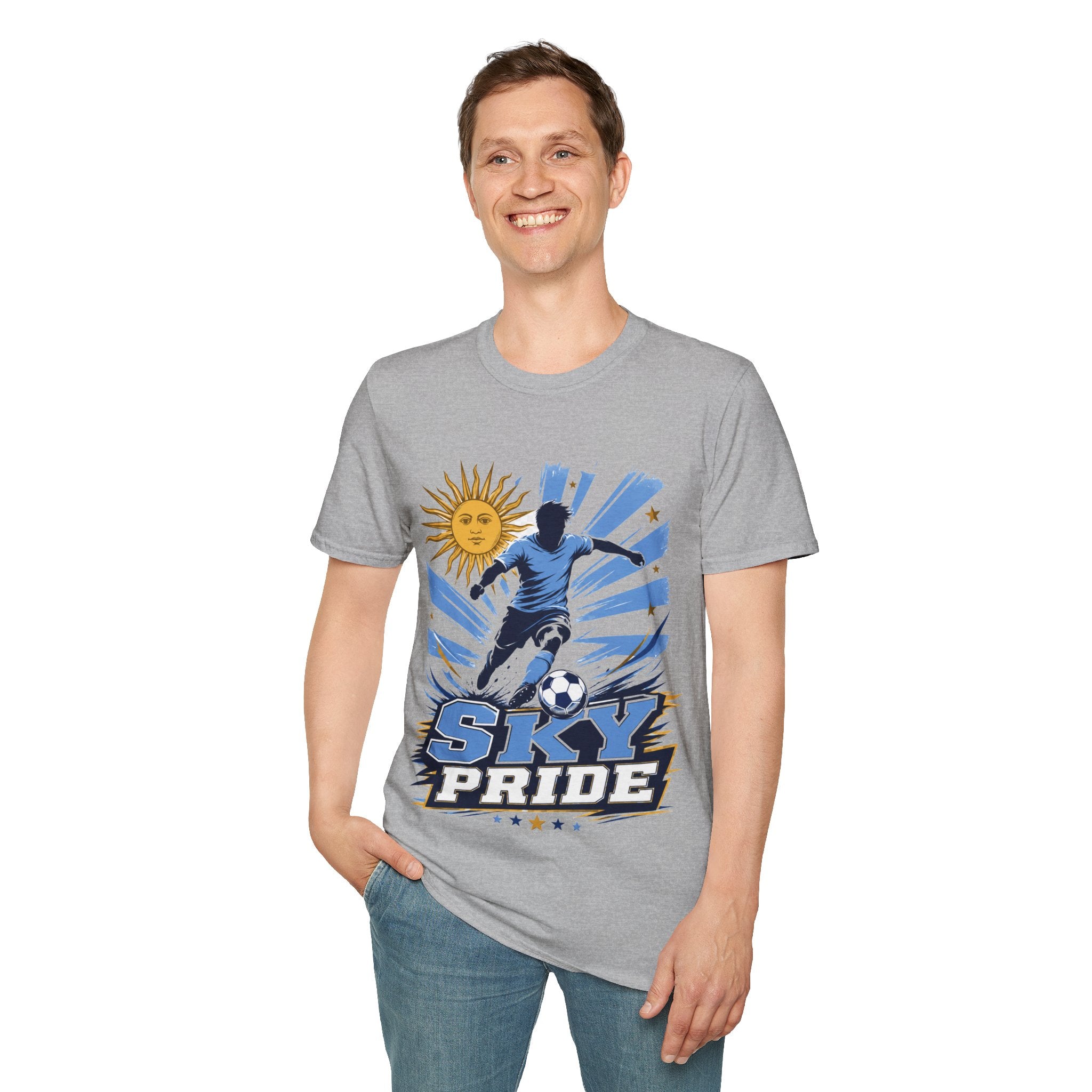 Uruguay Soccer Sky Pride T-Shirt — Argentina Sun Football Graphic Tee