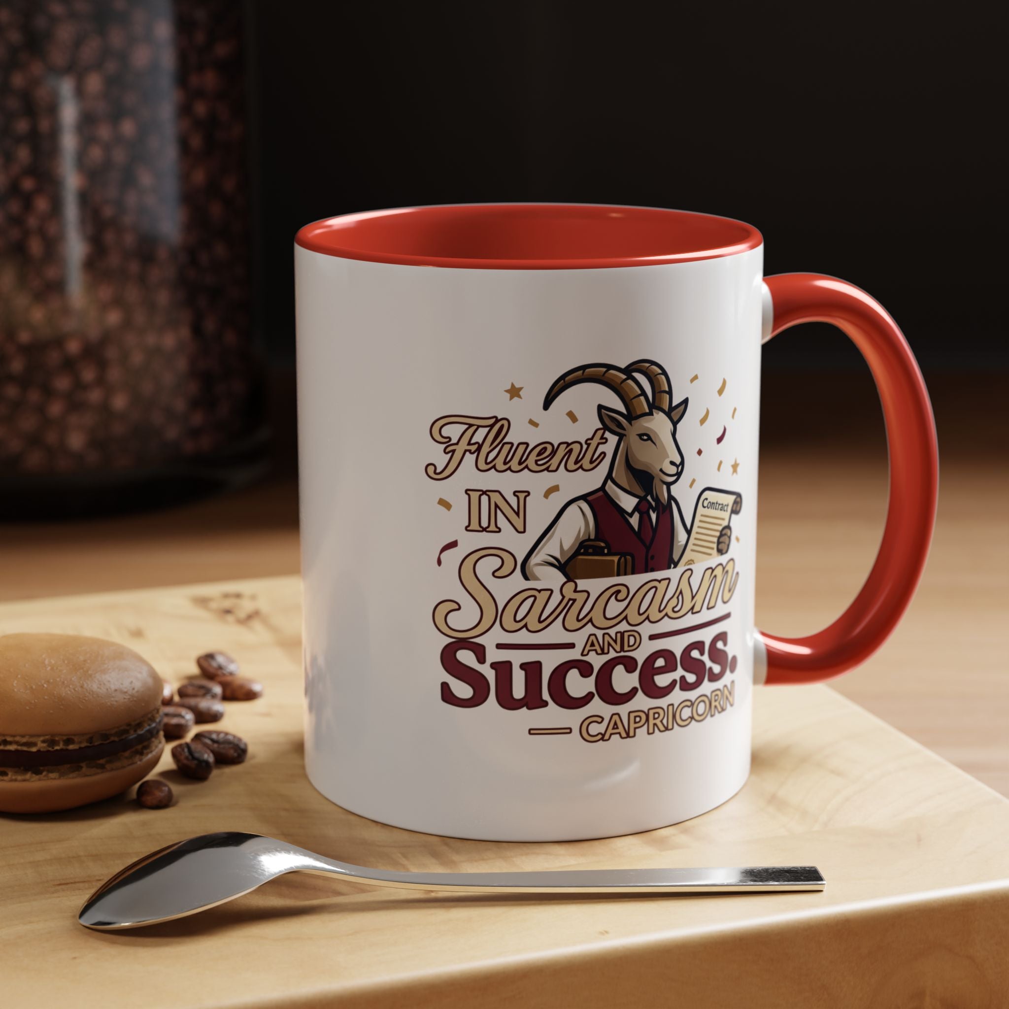 Capricorn Coffee Mug — "Fluent in Sarcasm and Success" Accent Mug