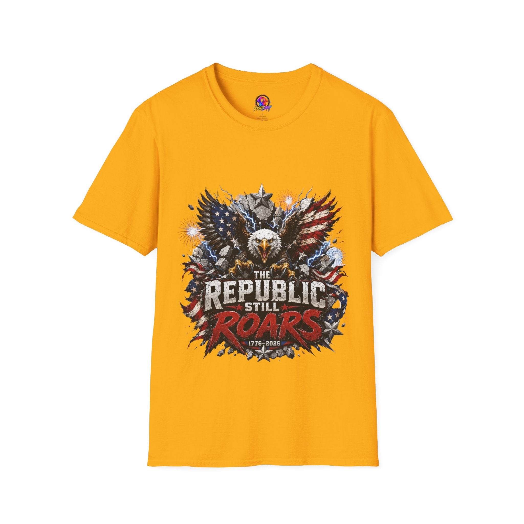 Patriotic Eagle T-Shirt — "The Republic Still Roars" | American Flag Graphic