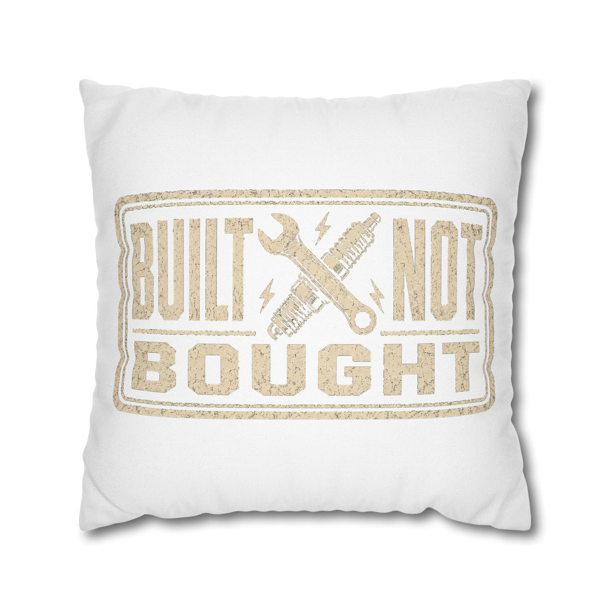 Built Not Bought Pillowcase Milo Bailey Dog Dad Mom — Rustic Mechanic Accent Pillow