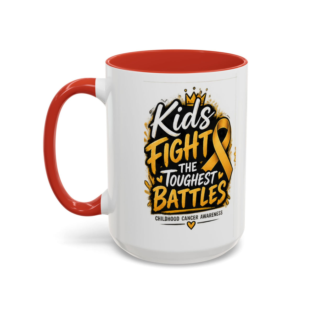 Kids Fight The Toughest Battles Accent Coffee Mug — Childhood Cancer Awareness 11/15oz
