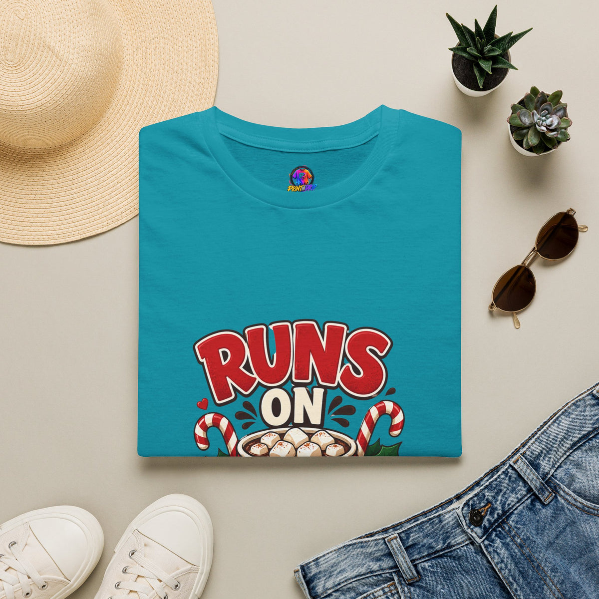 T-Shirt — Runs On Cocoa Holiday Graphic Tee