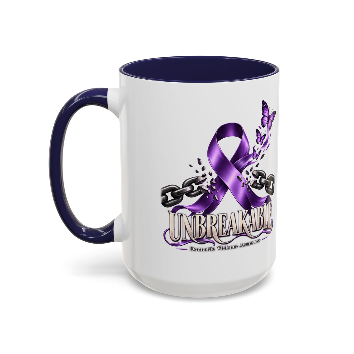 Unbreakable Purple Ribbon Coffee Mug —Domestic Violence Awareness Support Accent Mug